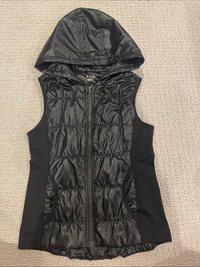 Zella Girls Black Hooded Padded Vest w/ Pockets
